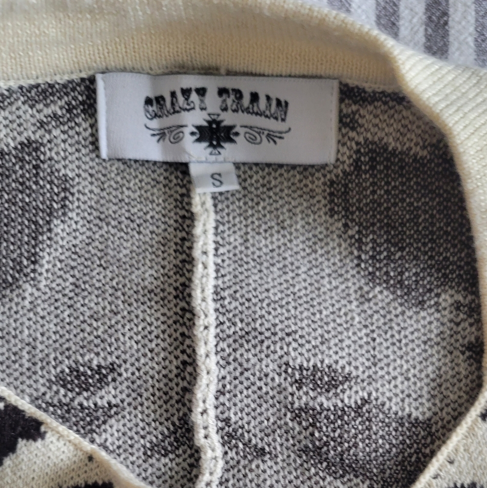 Crazy train cowhide print cardigan sweater